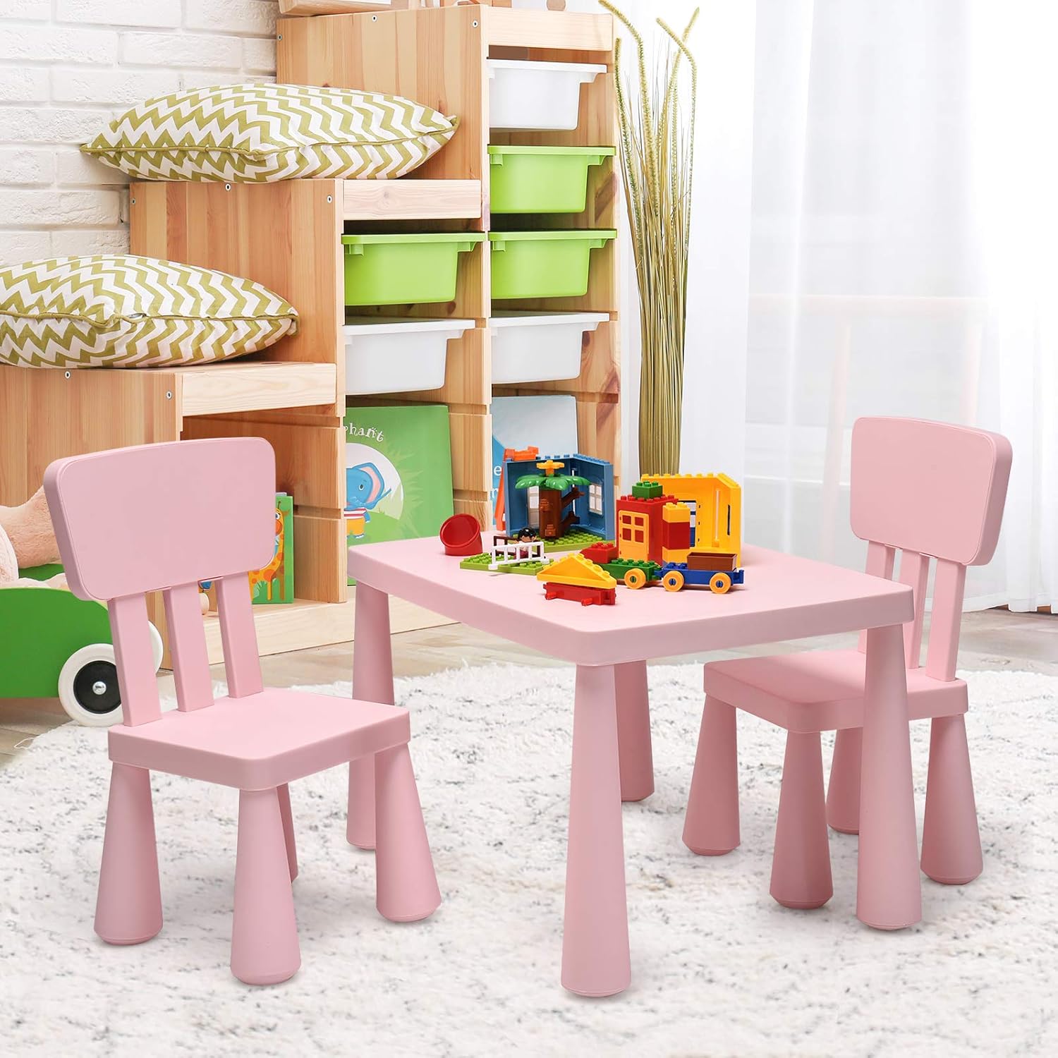 Table Et 2 Chaises Enfant En Bois Giklux - Style Montessori, Pour Repas, Jeux Et Apprentissage
