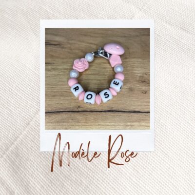 Attache tétine personnalisé modèle Rose
