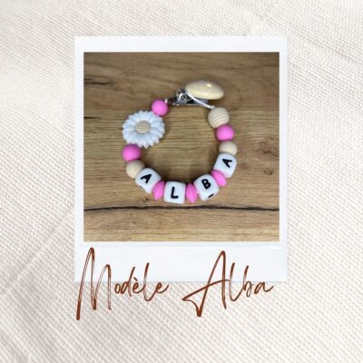Attache tétine personnalisé modèle Alba