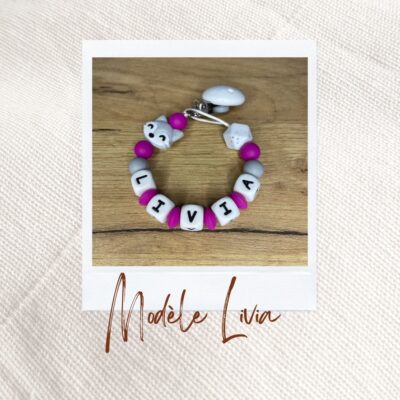 Attache tétine personnalisé modèle Livia
