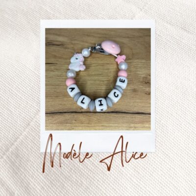 Attache tétine personnalisé modèle Alice
