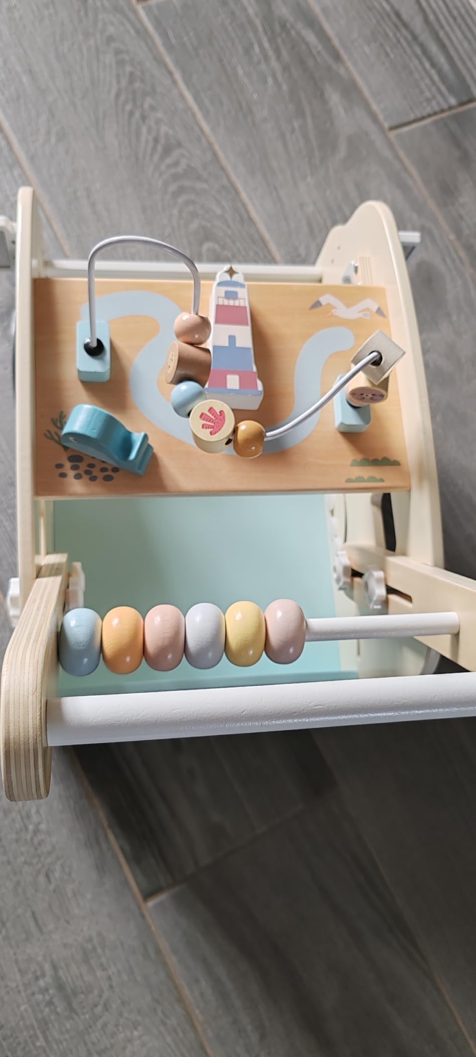 Avis Trotteur en bois multifonction avec blocs de construction pour bébé.