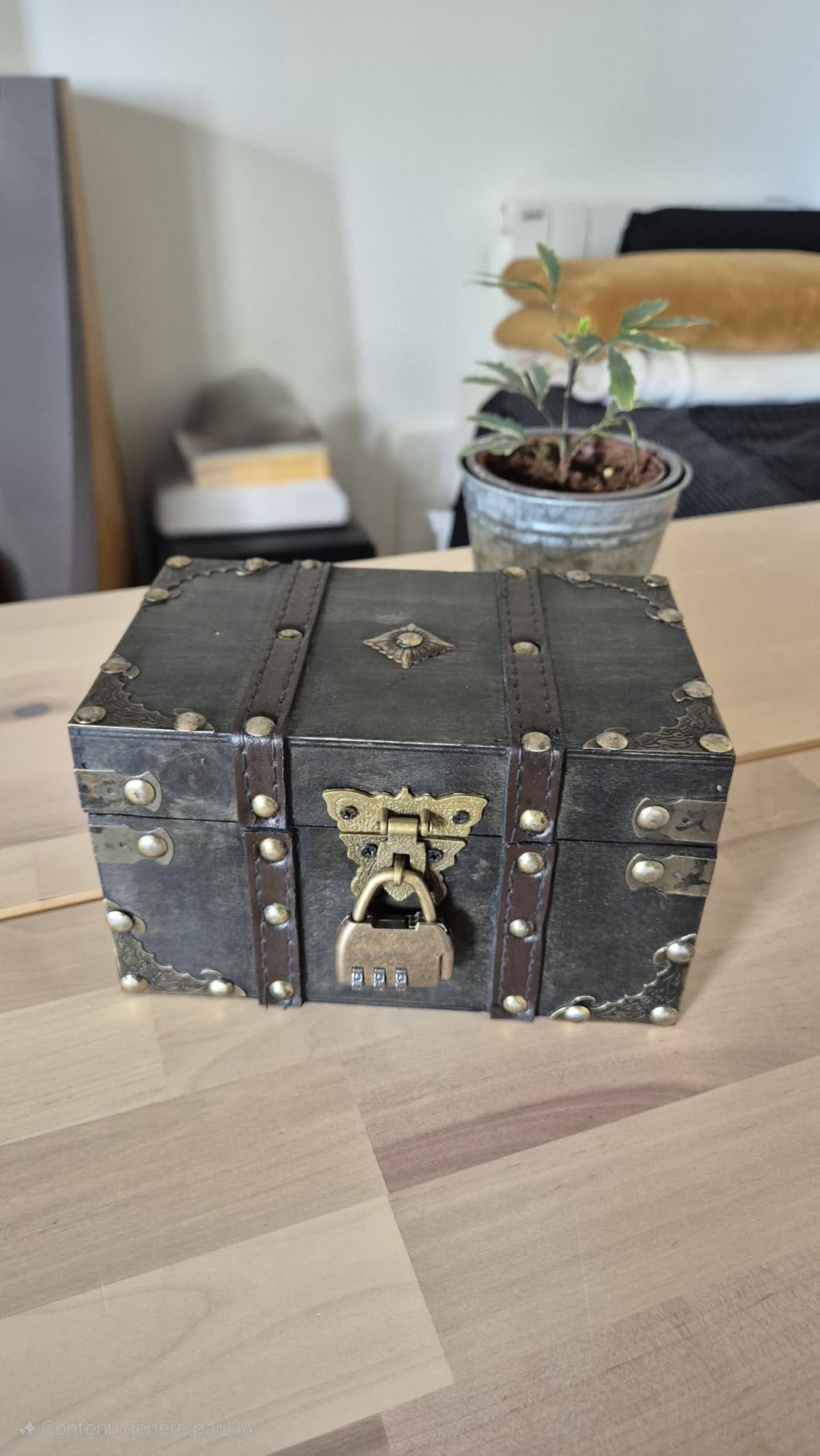 Avis Coffre au trésor en bois vintage pour enfants.