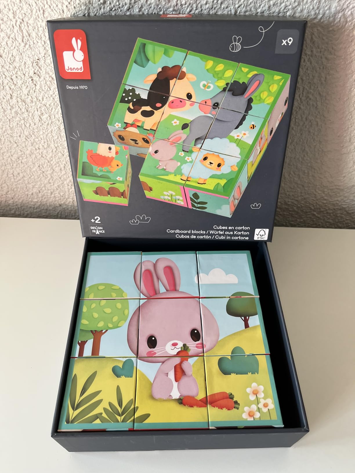 Avis Puzzle cubes en carton pour enfant dès 2 ans – thème ferme