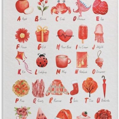 Affiche alphabet Montessori rouge pour chambre d'enfant