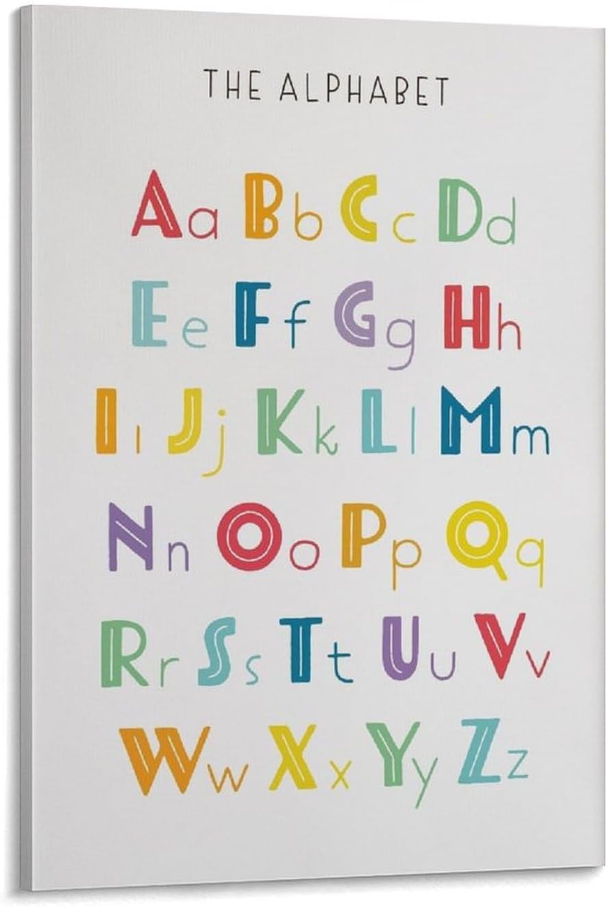 Affiche montessori alphabet arc-en-ciel vintage pour enfants