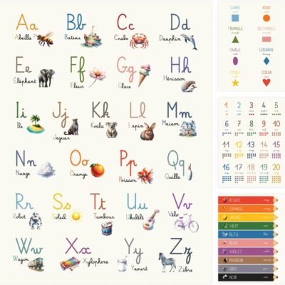 Affiches éducatives montessori pour enfants - alphabet