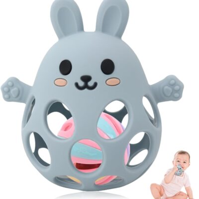 Anneau de dentition Montessori et hochet pour bébé 0-6 mois