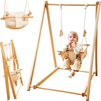 Balançoire en bois Montessori pour bébé pliable