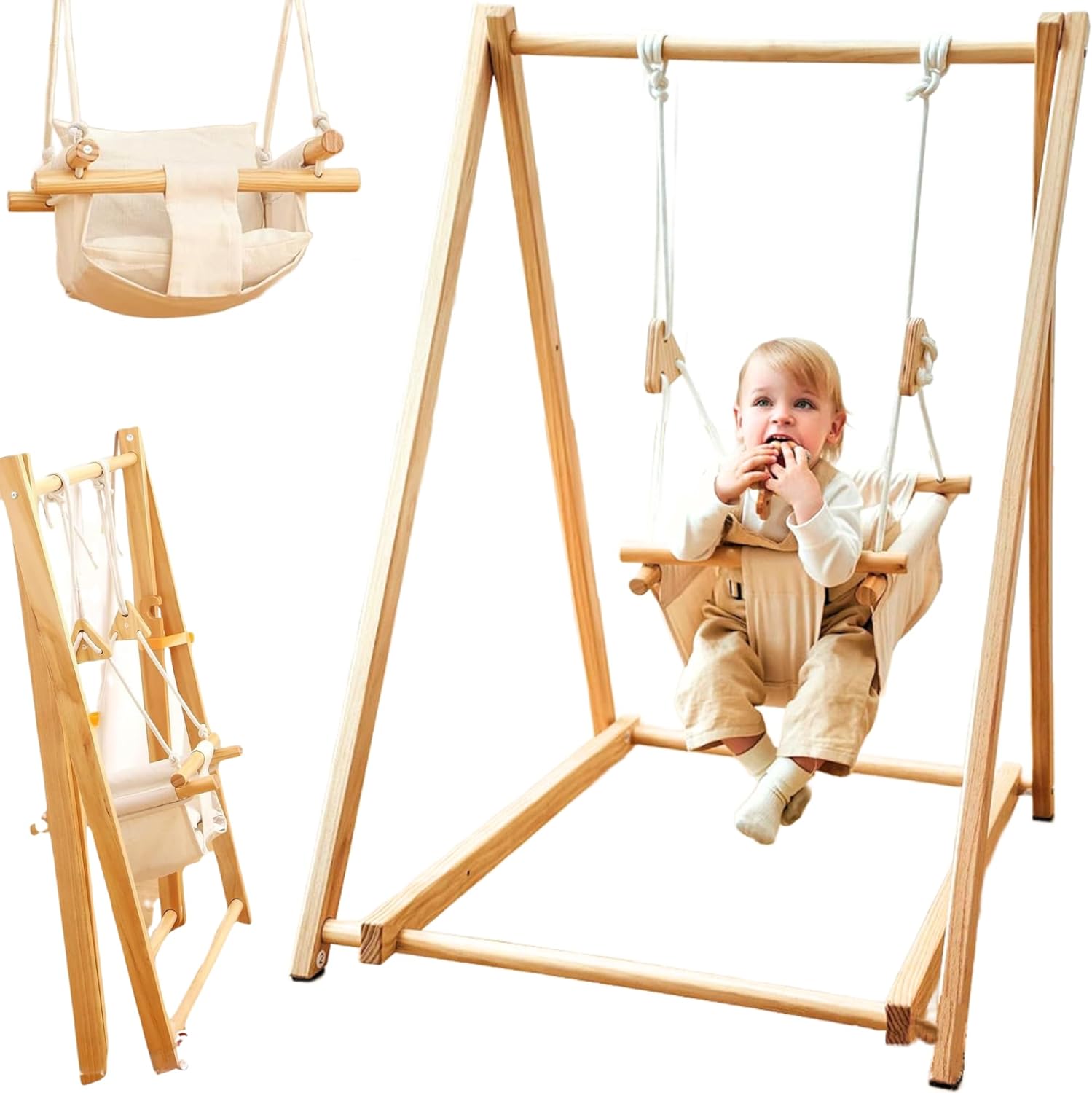 Balançoire en bois Montessori pour bébé pliable