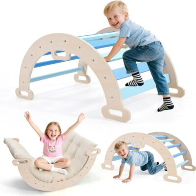 Balançoire montessori en bois pour tout-petits avec échelle pliable