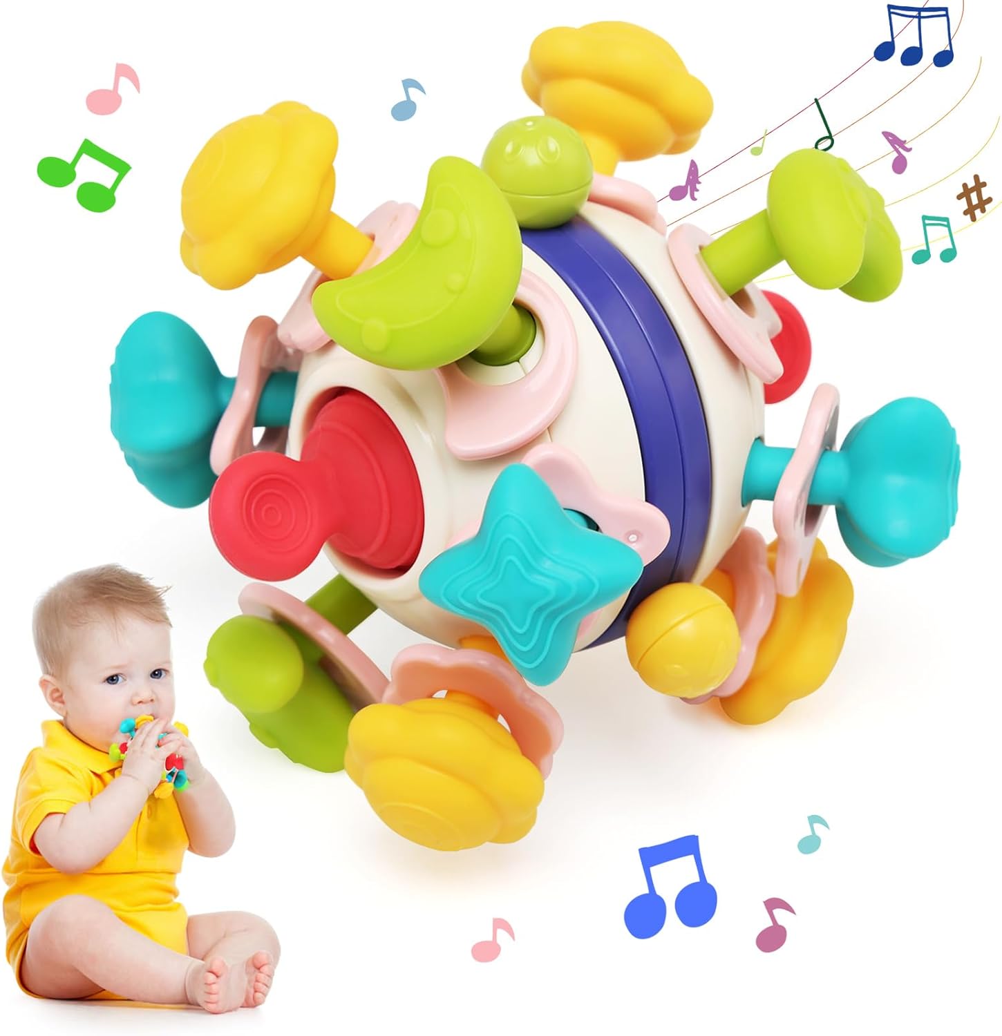 Balle sensorielle Montessori pour bébé - Jouet d'éveil et de dentition