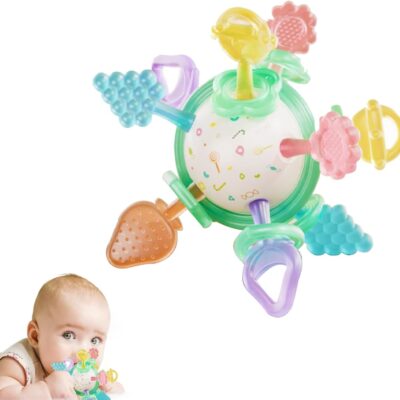 Balle sensorielle Montessori pour bébé dentition et éveil.