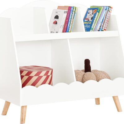 Bibliothèque enfant montessori avec rangement jouets et livres