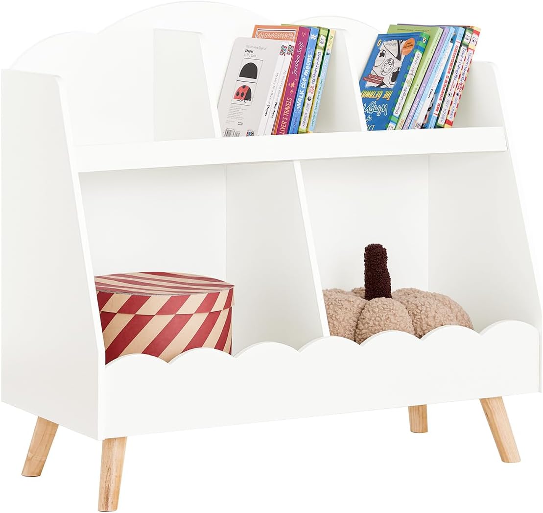 Bibliothèque enfant montessori avec rangement jouets et livres