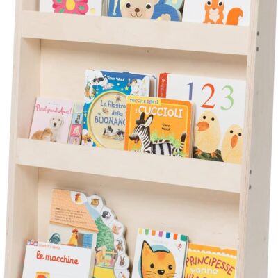 Bibliothèque montessori en bois naturel pour enfants