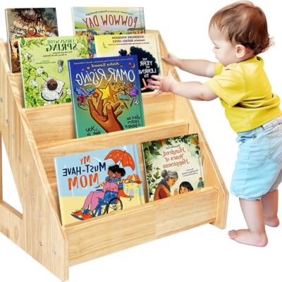Bibliothèque montessori en bois pour enfant