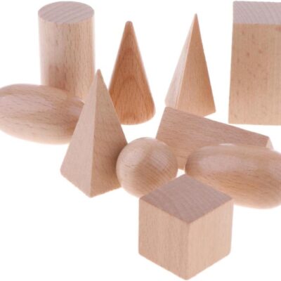 Blocs géométriques en bois Montessori formes 3D