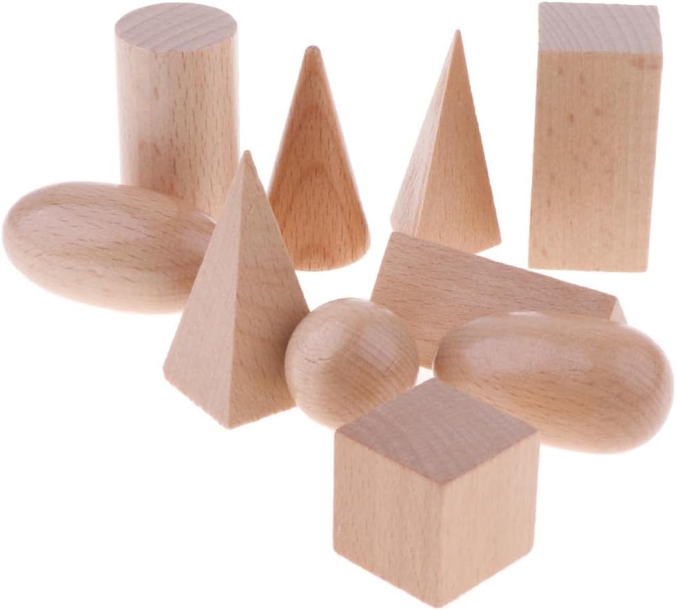 Blocs géométriques en bois Montessori formes 3D