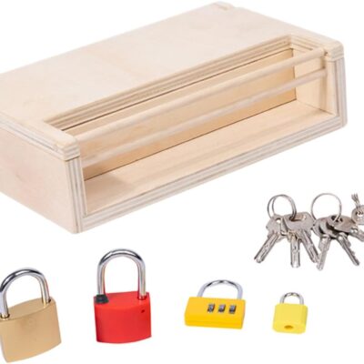 Boîte à serrures Montessori en bois pour éveil et coordination 1-3 ans