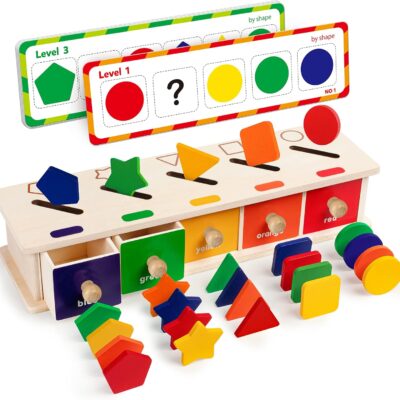 Boîte de tri géométrique en bois Montessori pour tout-petits.