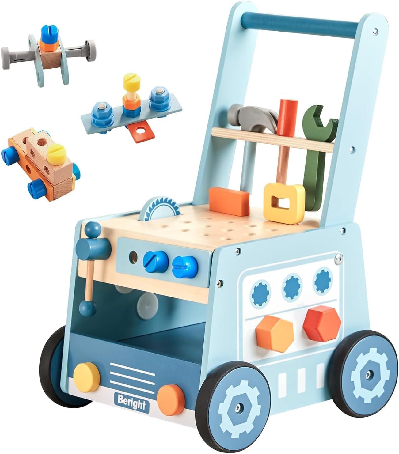 Chariot de marche en bois Montessori pour bébé et tout-petits