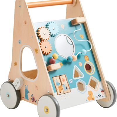 Chariot de marche en bois avec freins les amis de la forêt