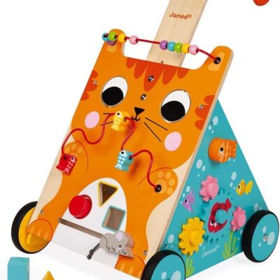 Chariot de marche en bois chat évolutif dès 1 an