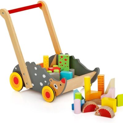 Chariot de marche en bois éducatif pour bébé