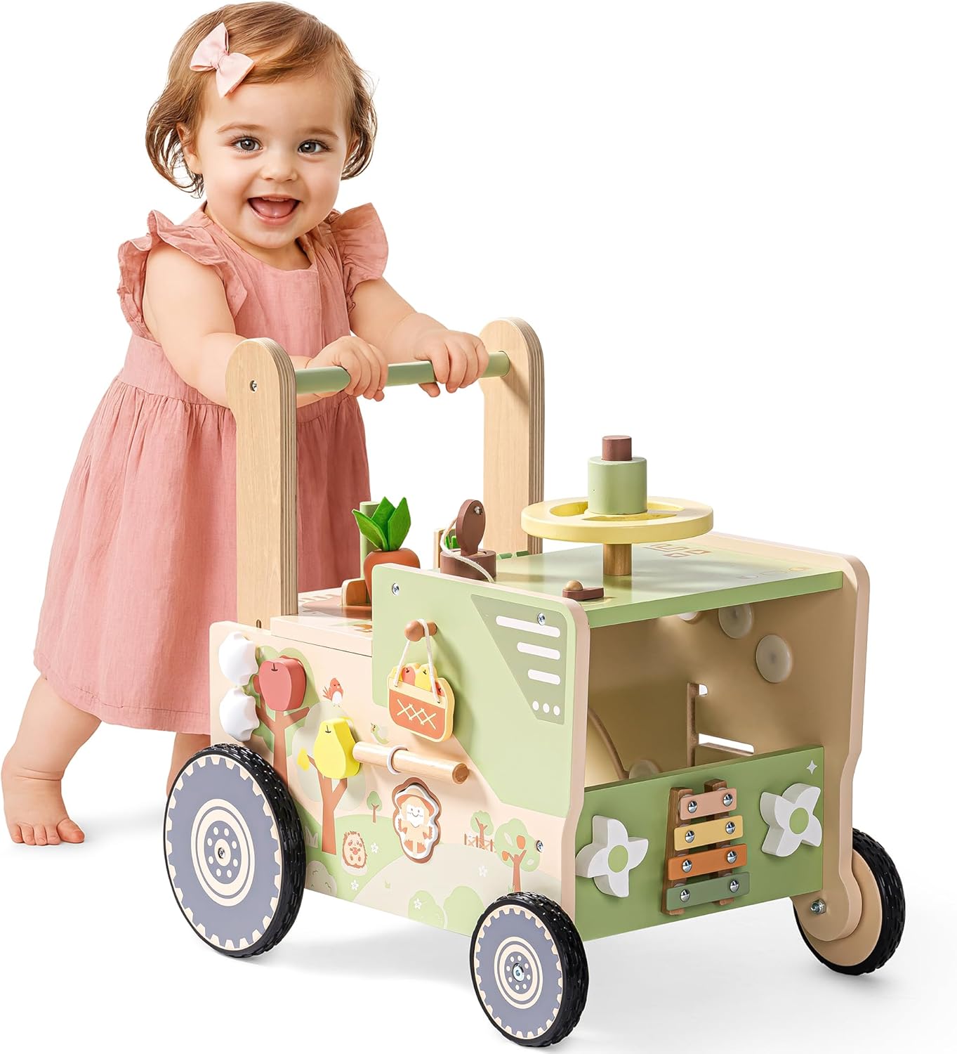 Chariot de marche en bois évolutif pour bébés