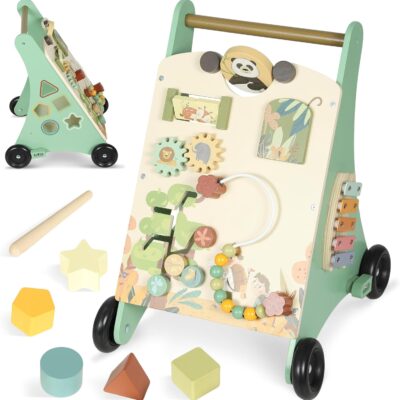 Chariot de marche en bois pour bébé avec centre d'activités