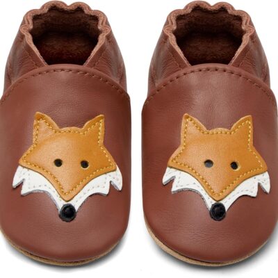 Chaussons bébé en cuir souple pour premiers pas montessori