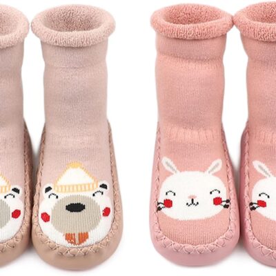 Chaussons chaussettes antidérapants bébé fille montessori