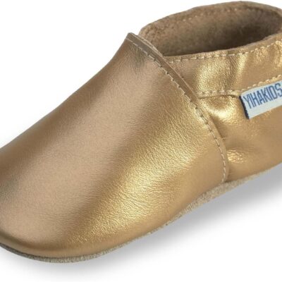 Chaussons en cuir souple bébé premiers pas antidérapants