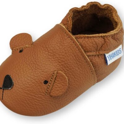 Chaussons en cuir souple bébé premiers pas montessori