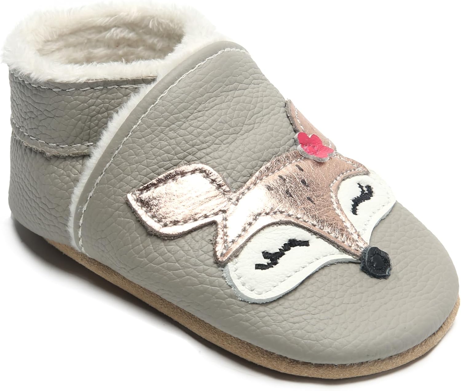 Chaussons en cuir souple pour bébé fille et garçon hiver