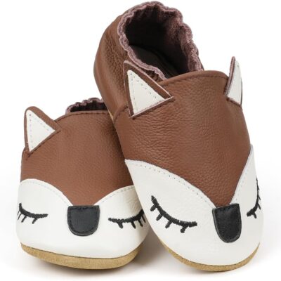 Chaussons en cuir souple pour bébé montessori