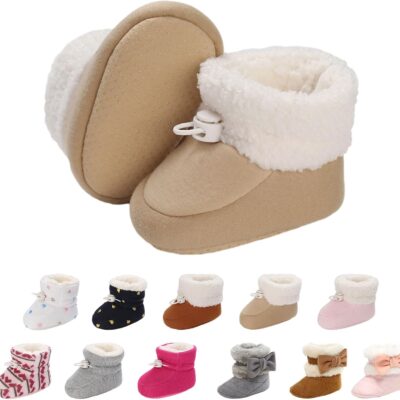 Chaussons montessori hiver pour bébé antidérapants et chauds