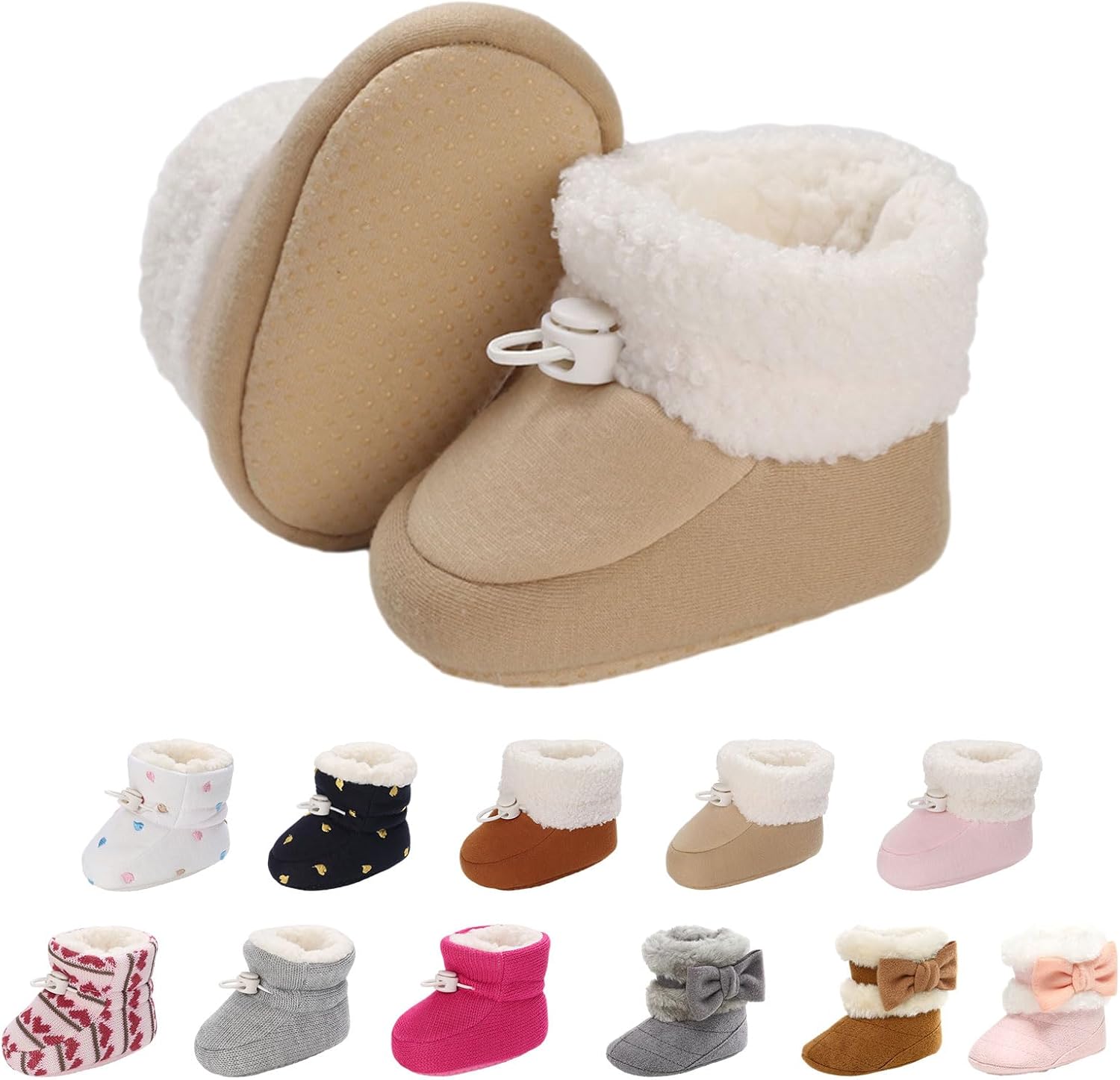 Chaussons montessori hiver pour bébé antidérapants et chauds