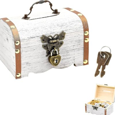 Coffre au trésor en bois blanc pour enfant
