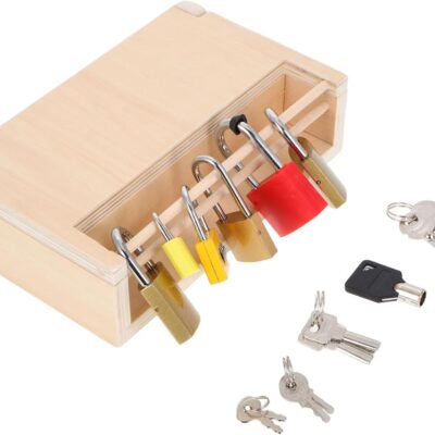 Coffret éducatif montessori cadenas en bois pour tout-petits