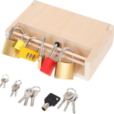 Coffret montessori éducatif avec serrure et clés pour enfants