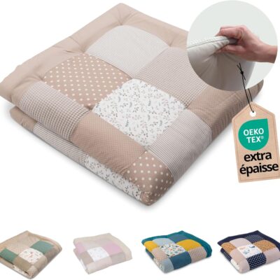 Couverture d'éveil épaisse et douce 120x120 cm motif fleurs de sable