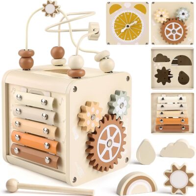 Cube d'activité bébé Montessori pour motricité et jeux éducatifs