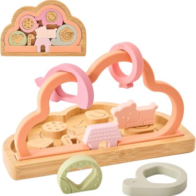 Cube d'activité sensoriel montessori pour chaise haute bébé