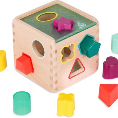 Cube de tri des formes en bois éducatif pour enfants dès 18 mois