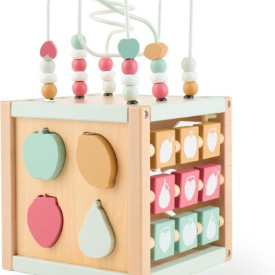 Cube d'éveil en bois durable pour bébé