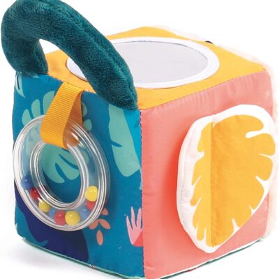 Cube d'éveil jungle en tissu doux pour bébé dès 3 mois