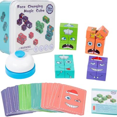Cube magique à visages changeants en bois pour enfants Montessori