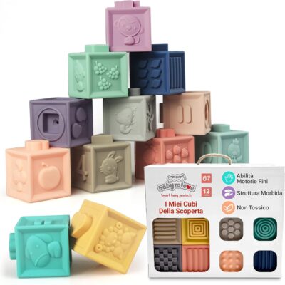 Cubes sensoriels empilables pour bébé - jouet d'éveil Montessori